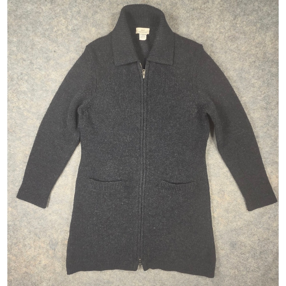 Brooks Brothers Gray Lambswool Cashmere Full Zip Cardigan Sweater Large Pockets